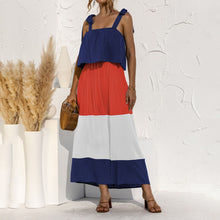 Load image into Gallery viewer, Lace-Up Ruffled Contrast Dress