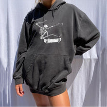 Load image into Gallery viewer, Casual Skull Print Hooded Sweatshirt