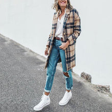 Load image into Gallery viewer, Plaid Woolen Coat