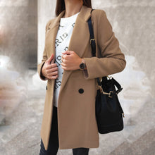 Load image into Gallery viewer, Solid Color Long-Sleeved Double-Breasted Buttoned Coat