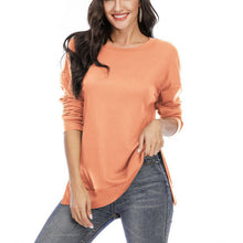 Load image into Gallery viewer, Solid Color Long Sleeve Split Top