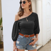 Load image into Gallery viewer, Solid Color Off-shoulder Long-sleeved Chiffon Top