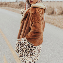 Load image into Gallery viewer, Lapel Thick Plush Stitching Leopard Coat