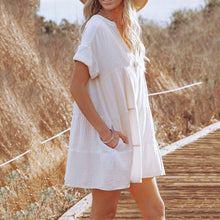 Load image into Gallery viewer, Casual Solid Color V-Neck Mini Dress