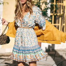 Load image into Gallery viewer, Bohemian V-Neck Floarl Printed Dress
