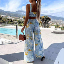 Load image into Gallery viewer, Fashion Lace-Up Printed Top + Pants Casual Set