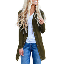 Load image into Gallery viewer, Solid Color Button Mid-Length Cardigan
