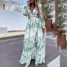 Load image into Gallery viewer, Fashion Hollow Out Design Floral Printed Maxi Dress
