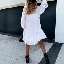 Load image into Gallery viewer, Elegant Puff Sleeve Lace Up Mini Dress