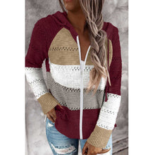 Load image into Gallery viewer, Colorful Striped Zipper Hooded Sweater