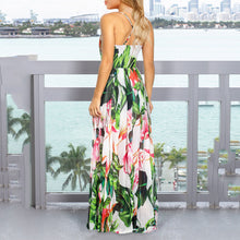 Load image into Gallery viewer, Bohemian Floral Print Suspender Maxi Dress