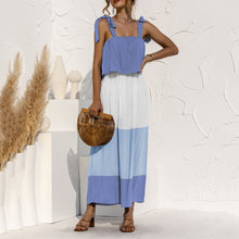 Load image into Gallery viewer, Lace-Up Ruffled Contrast Dress