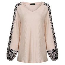 Load image into Gallery viewer, Leopard Print Stitching V-Neck Top