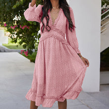 Load image into Gallery viewer, V-Neck Simple Print Maxi Dress