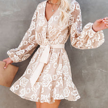 Load image into Gallery viewer, Elegant V-Neck Lace Mini Dress