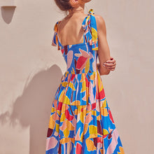 Load image into Gallery viewer, Elegant Sling Print Vacation Maxi Dress