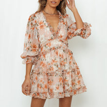 Load image into Gallery viewer, V-Neck Puff Sleeve Mini Dress