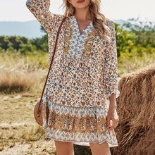 Load image into Gallery viewer, V-Neck Bohemian Floarl Print Dress