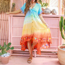 Load image into Gallery viewer, V-Neck Gradient Maxi Dress