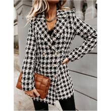 Load image into Gallery viewer, Retro Long Sleeved Plaid Lapel Mid-Length Coat