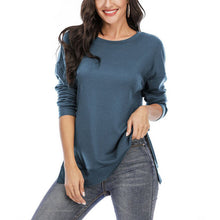 Load image into Gallery viewer, Solid Color Long Sleeve Split Top