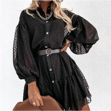 Load image into Gallery viewer, Elegant Puff Sleeve Lace Up Mini Dress