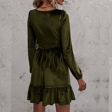 Load image into Gallery viewer, Sexy Deep V-Neck Long Sleeve Velvet Dress