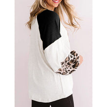 Load image into Gallery viewer, Leopard Stitching Knit Long Sleeve Top