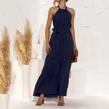 Load image into Gallery viewer, Halter Lace Up Backless Dress