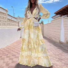 Load image into Gallery viewer, Fashion Hollow Out Design Floral Printed Maxi Dress