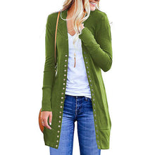 Load image into Gallery viewer, Solid Color Button Mid-Length Cardigan