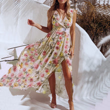 Load image into Gallery viewer, Chiffon Crint Slit Floral Printed Maxi Dress