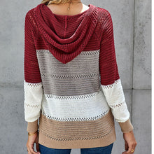 Load image into Gallery viewer, Color Striped Pullover Hooded Sweater