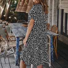 Load image into Gallery viewer, Lotus Leaf Sleeve Polka Dot Dress