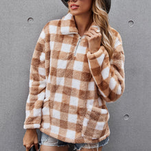 Load image into Gallery viewer, Thickened Plaid Zipper Tops Sweatshirt