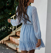 Load image into Gallery viewer, Lace-Up Round Neck Print Mini Dress