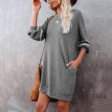 Load image into Gallery viewer, Long Sleeve Spliced Pullover T-shirt Dress