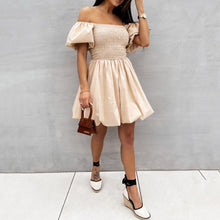 Load image into Gallery viewer, Off The Shoulder Puff Sleeve Mini Dress