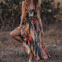 Load image into Gallery viewer, Bohemia Style Printed Sleeveless Vacation Maxi Dress