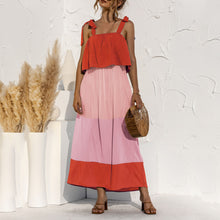 Load image into Gallery viewer, Lace-Up Ruffled Contrast Dress