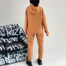 Load image into Gallery viewer, Solid Color Hooded Sweatshirt Set (Sweatshirt+Pants)