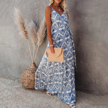 Load image into Gallery viewer, Sexy V-Neck Floral Printed Sleeveless Maxi Dress