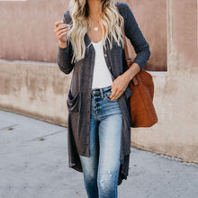 Load image into Gallery viewer, Solid Color Long Knitted Cardigan Coat