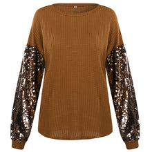 Load image into Gallery viewer, Fashion Sequins Contrast Stitching Knit Top