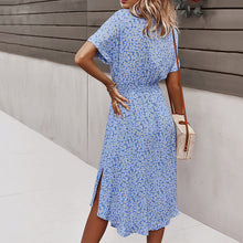 Load image into Gallery viewer, V-Neck Printed Short-Sleeved Dress
