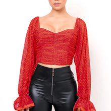 Load image into Gallery viewer, Chiffon Polka Dot Cropped Top