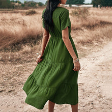 Load image into Gallery viewer, Solid Color V-Neck Dress