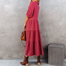 Load image into Gallery viewer, Elegant Butoon Cottton Casual Maxi Dress