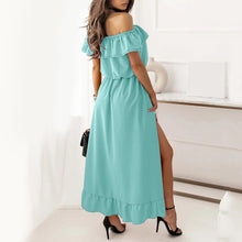 Load image into Gallery viewer, Elegant Off Shoulder Ruffle Maxi Dress