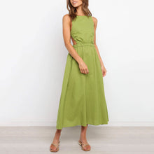 Load image into Gallery viewer, Solid Color Backless Cotton And Linen Dress